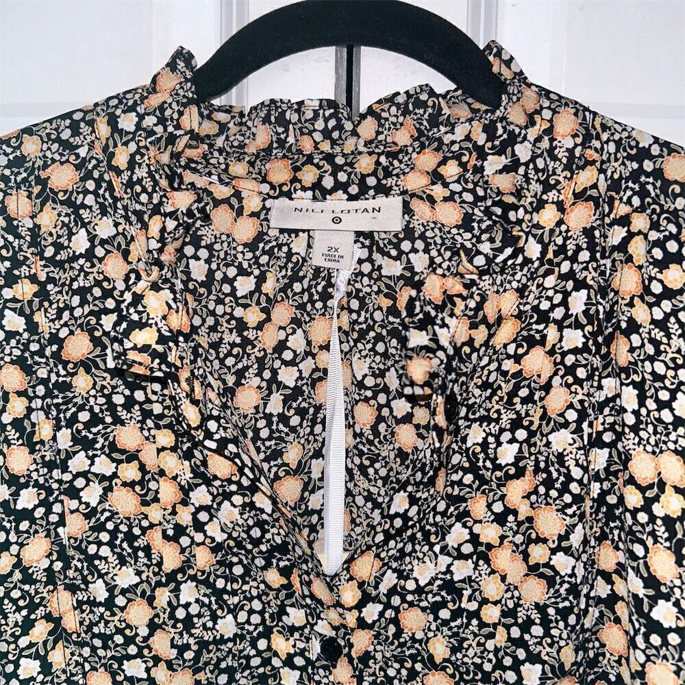 Nili Lotan x Target Women's Floral Button-Up Blouse Size 2XL Multicolor